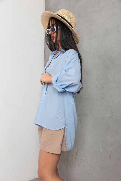 Maule Prospețime de vară din viscoză din bumbac albastru: cămașă de damă cu potrivire relaxată @aslı