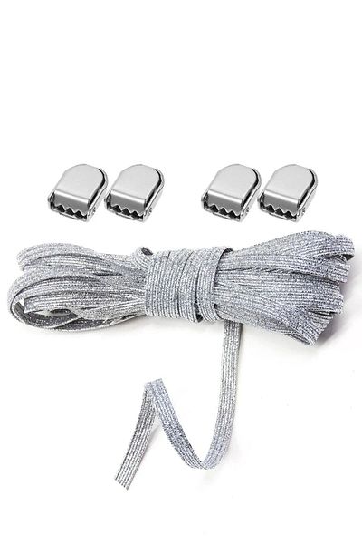 hapshoe 6mm Silver Silvery Practical Laces with Adjustable Lock - 1 Pair