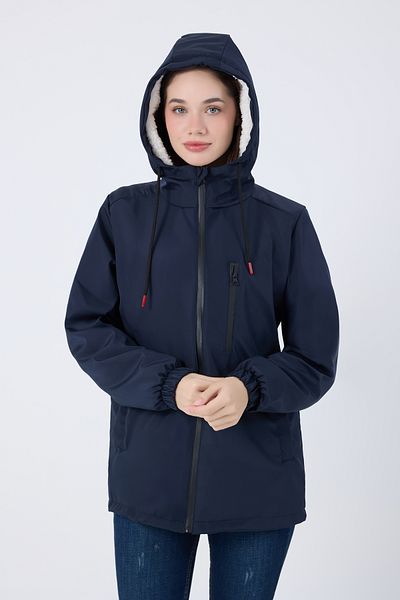 firststops Γυναικείο χειμωνιάτικο παλτό Navy Blue - Αδιάβροχο και αντιανεμικό, με κουκούλα