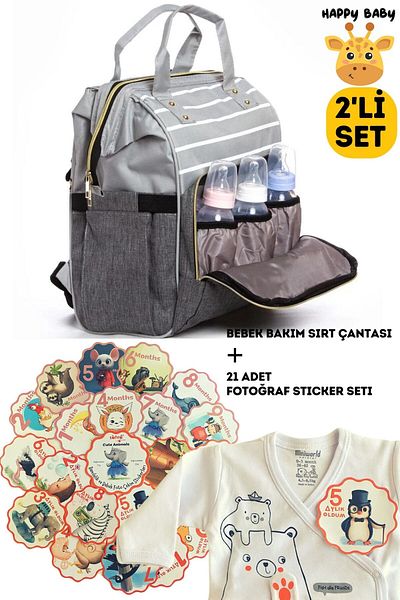 Sahra Stain Resistant Waterproof Mother Baby Care Backpack with Thermal Bottle Compartment and Hanger Apparatus