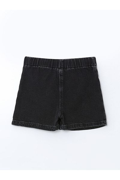 LC Waikiki Black Elastic Waist Girls' Jeans Shorts