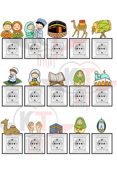Kt Grup Set de autocolante pentru figurine Ramadan de 15 piese