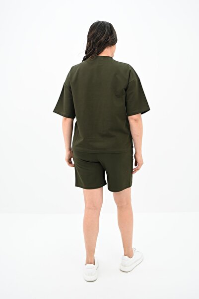 Koza Butik Plus Size Text Printed Shorts Set - 3796-23