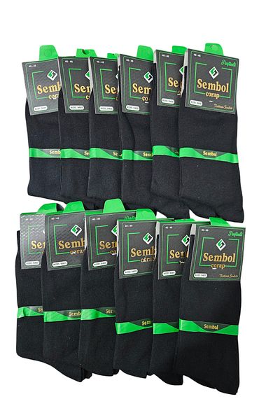 Sembol Senbol Brand Men's Socks 40 45 Black Color 12 Pairs