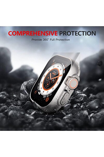 AWH 2-Pack Hard Case with Tempered Glass Screen Protector for Apple Watch Ultra 49mm, Starlight