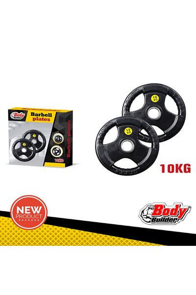 Body Builder Hand Grip Rubber Coated Barbell Plate50Mm 10Kg 38-1171