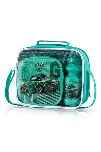 NovaKids Nova Kids Lunch Box and Water Bottle With Lunch Bag - Racing Green