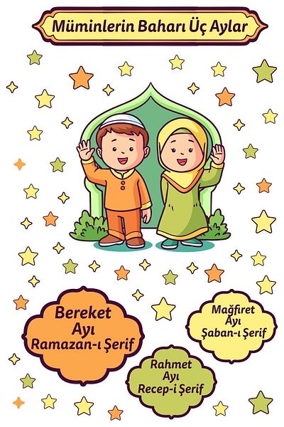 Kt Grup Trei luni Recep Şaban Ramadan Bear Tutorial tematic Set de autocolante transparente bidirecţionale de 100 de bucăţi