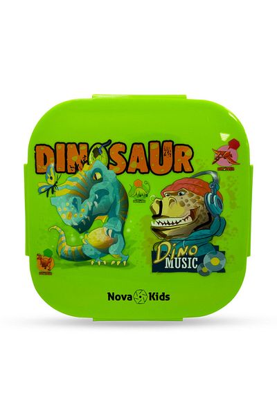 NovaKids Nova Kids Square 1000ml Bento Lunch Box - Dino Green