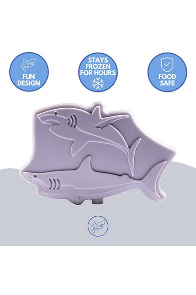 Eazy Kids Eazy Kids Set of 4 Shark Reusable Hard Ice Packs for Lunch bags - Purple