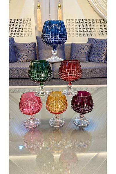 Bohemia Crystal Cutting Handcrafted Colorful Coffee Side Water Cup