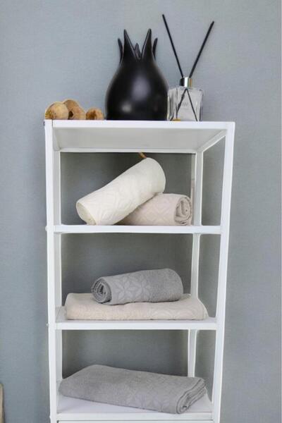 Digithome Metal Kirli Sepetli 4 Raflı Çamaşır Sepeti Beyaz HMRS-015