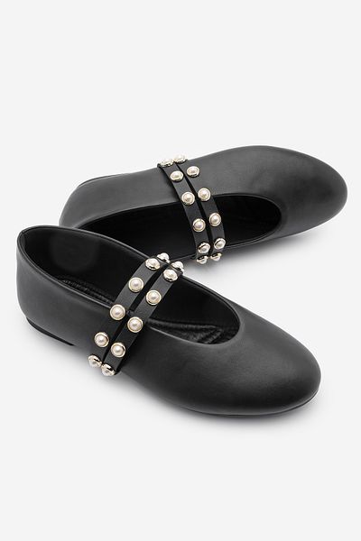 Marjin Damen-Ballerinas Mapela mit schwarzem Perlenband