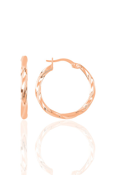 Söğütlü Silver Gümüş rose 23 mm Şarnel Burgu Halka Küpe SGTL12288ROSE