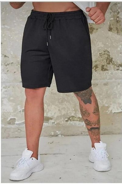 UYN SPORT Black Color Comfortable Fit Soft Fabric Elastic Waist Summer Shorts with Pockets