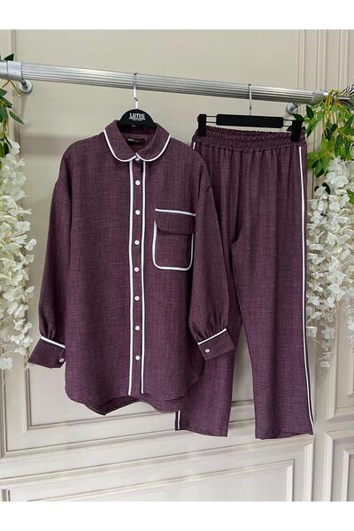 TrendParis طقم علوي من قماش الكتان الصيفي