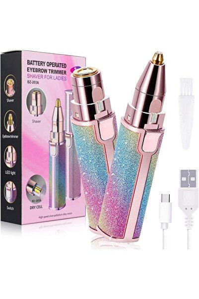 AWH ماكينة تشذيب الحواجب وإزالة شعر الوجه للنساء – إضاءة LED قابلة لإعادة الش...