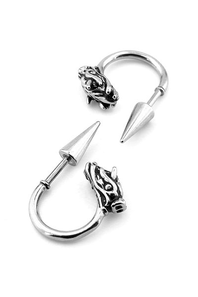 Solfera Dragon Dragon Stainless Surgical Steel Half Ring Unisex Mens Earrings Er191