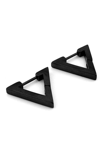 Solfera Triangle-Shaped Geometric Design Black Steel Women Men Earrings Er153