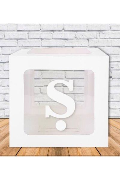 Çemrek Süs Parti Single White Balloon Box Single Letter Cardboard 25 cm