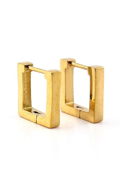 Solfera Yellow Steel Unisex Hoop Earrings - Square Geometric Style Er130