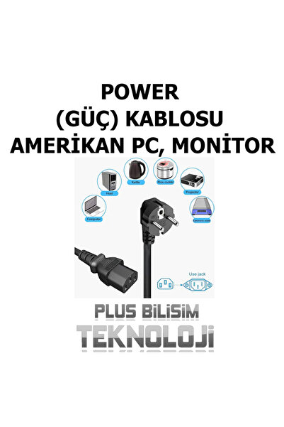 Plus Bilişim OEM Power, Güç Kablosu (Amerikan) PC Kasa, Monitor Uyumlu Plus Bilişim