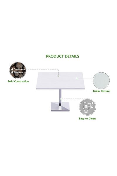 Mahmayi Ristoran 500PE-240 8 Seater Square Modular Pantry Table - White