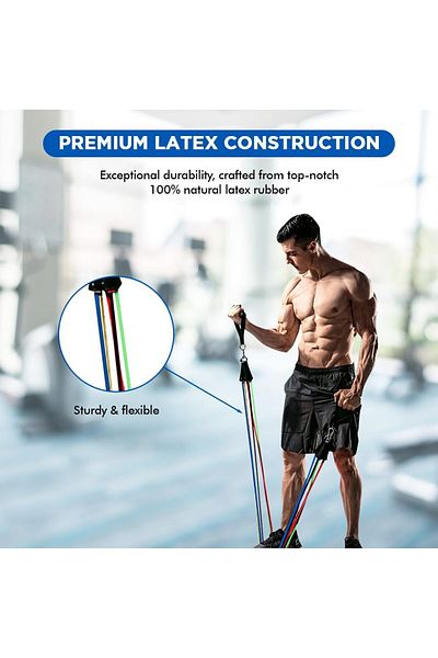 Endless Toning Tubes Set Of 5 | Different Resistance Levels | Natural Latex | Includes Straps