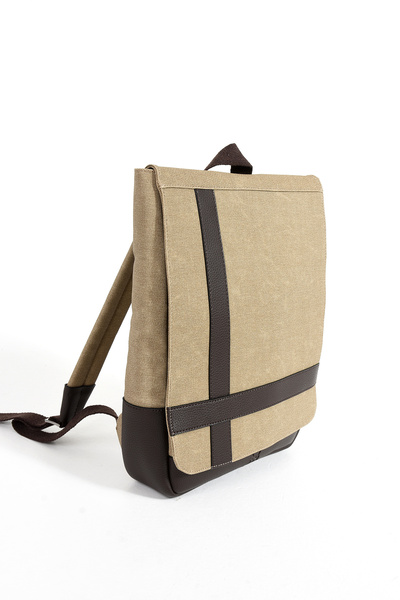 By Hakan Mega 419 Unisex Канава Летнік Рюкзак - З відділеннями, CAMEL-KAHVE