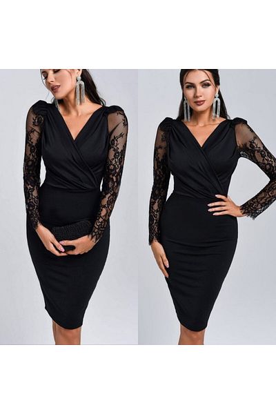 Kokosh moda Νέα σεζόν Γυναικείο μακρυμάνικο με διπλό γιακά μανίκια Μίνι φόρεμα από τούλι με λεπτομέρεια κρεπ