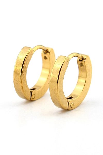 Solfera Yellow Color Thin Hoop Stainless Steel 2.2mm Thickness Women Men Earrings Er147