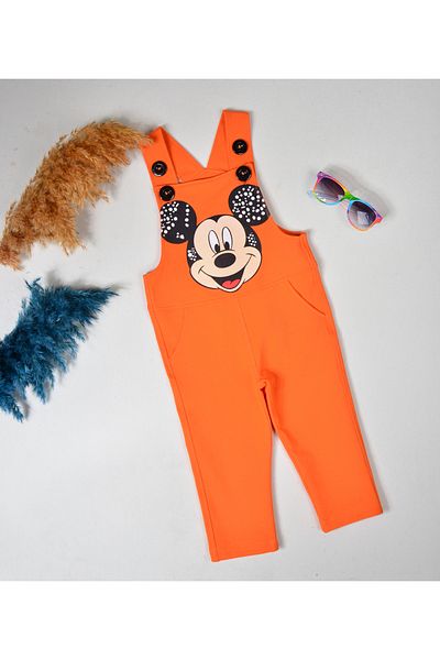 KİDSPİTİRCİK Unisex Kids Orange Mickey Printed Salopette