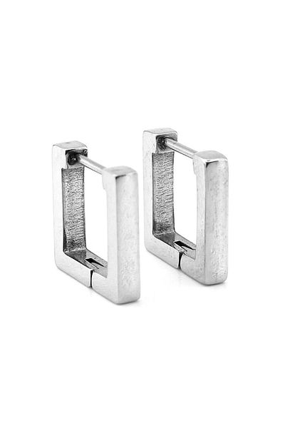 Solfera Square Shaped Geometric Silver Color Stainless Steel Women Men Earrings Er162