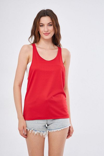 Moda Işık Sports Tank Top Dragon Printed Red Color Cappa Fabric