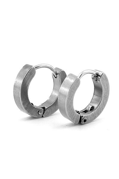 Solfera Silver Color Stainless Steel 3mm Thickness Hoop Unisex Women Men Earrings Er145