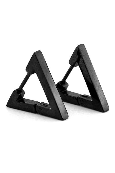 Solfera Triangle-Shaped Geometric Design Black Steel Women Men Earrings Er153