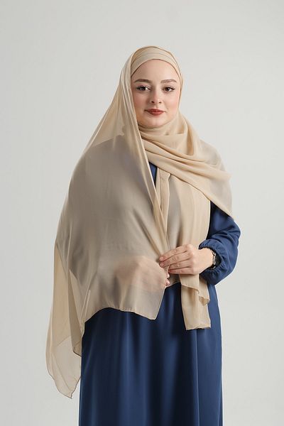 HÜRREM BONE Μπεζ σιφόν καπό σάλι - Practical Ready-Made, Cross 2001_12
