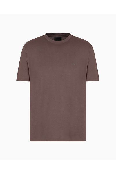 Emporio Armani Ανδρικό 100% βαμβακερό κανονικό μπλουζάκι με στρογγυλή λαιμόκοψη κοντομάνικο καφέ EM 000983   AF13669-U6200