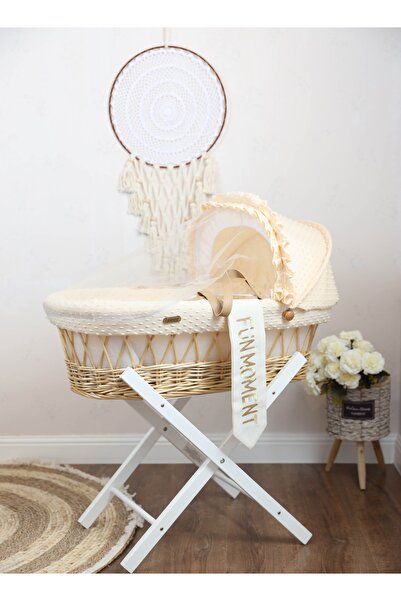 Fun Moment سرير سلة موسى مع حامل (بيج)