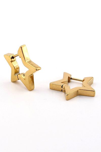 Solfera Unisex Yellow Steel Geometric Hoop Earrings - Star Er132