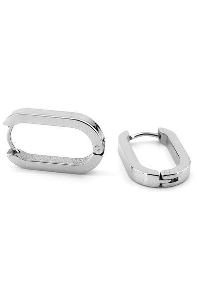 Solfera Ellipse Design Geometric Silver Color Stainless Steel Women Men Earrings Er169
