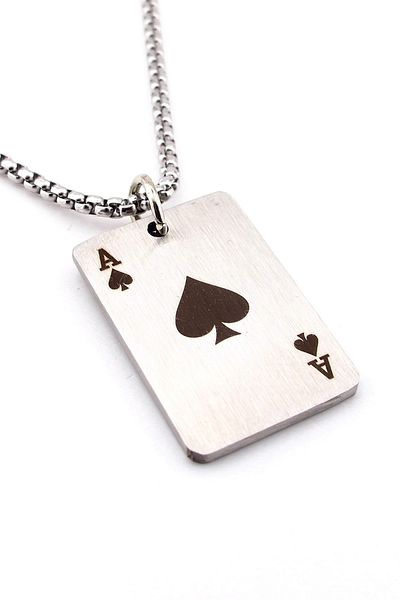 Solfera Spades as Playing Poker Stainless Matte Steel Men Chain Necklace Q0957