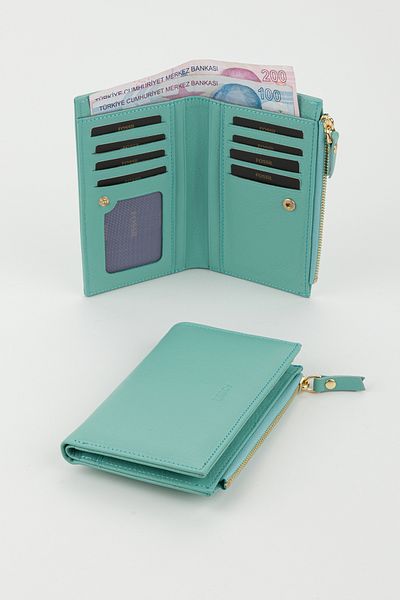 Fossil Boxed Genuine Leather Ice Blue Medium Size Women's Hand Portfolio Card Holder Wallet