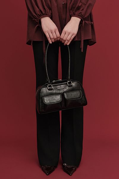 Manuka Schwarze Retro-Tasche – mit Tasche