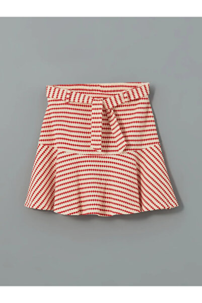 LC Waikiki Lcw Kids Ecru Cherry Print Girls' T-Shirt and Skirt 2-Piece Set