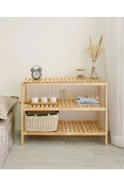 BRK Design Ahşap Raf Çok Amaçlı Dekoratif Yan Sehpa Komidin Organizer Raf