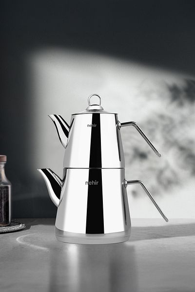 Nehir Alya Mini Small Size Stainless Steel 0.80-1.90 Lt. Teapot Set