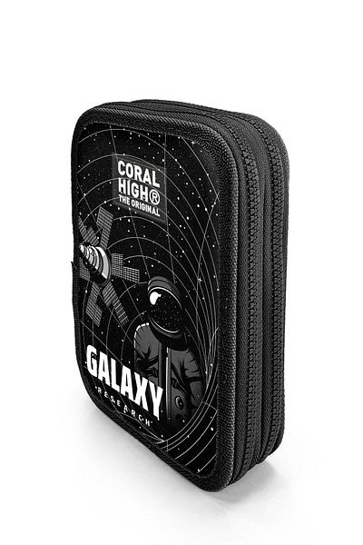 Coral High Τσάντα μολυβιού διπλής στρώσης με μοτίβο μαύρο Galaxy 11148