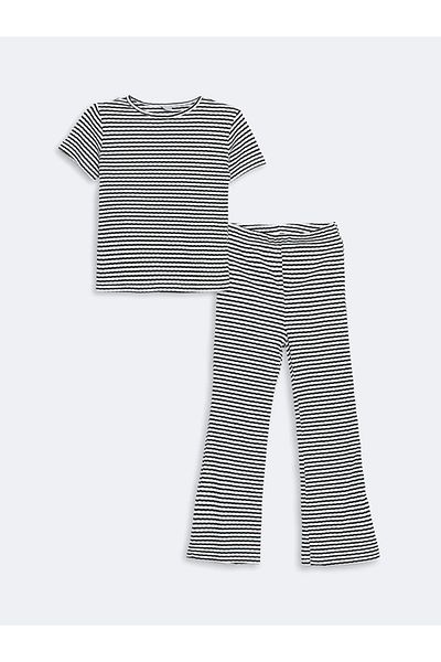 LC Waikiki Lcw Eco Black Crew Neck Girls T-Shirt & Leggings