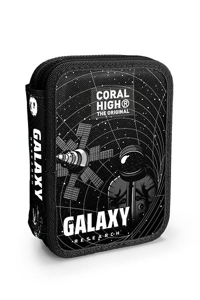 Coral High Τσάντα μολυβιού διπλής στρώσης με μοτίβο μαύρο Galaxy 11148